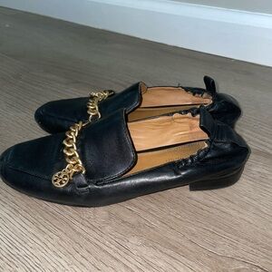 Tory Burch Black Leather Ballet Loafers